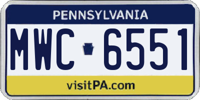 PA license plate MWC6551