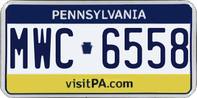 PA license plate MWC6558