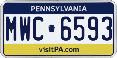 PA license plate MWC6593