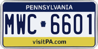 PA license plate MWC6601