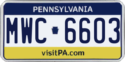 PA license plate MWC6603