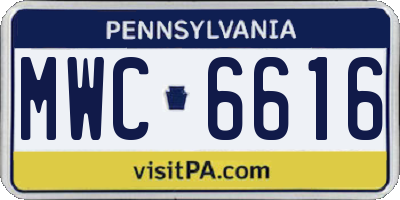 PA license plate MWC6616