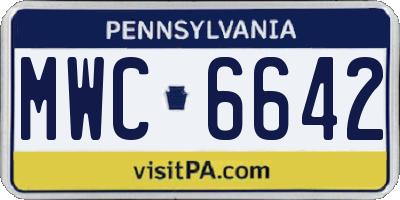 PA license plate MWC6642