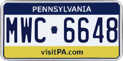 PA license plate MWC6648