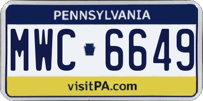 PA license plate MWC6649
