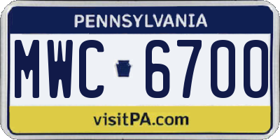PA license plate MWC6700