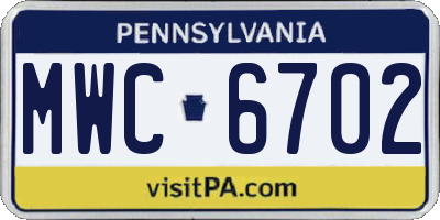 PA license plate MWC6702