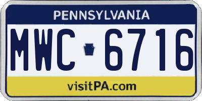 PA license plate MWC6716
