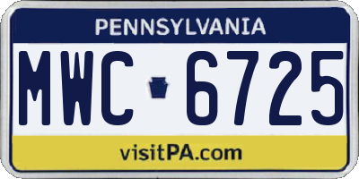 PA license plate MWC6725