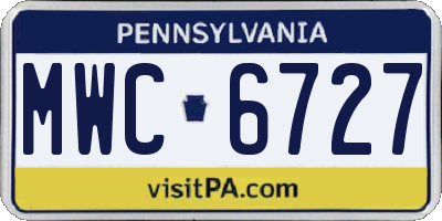 PA license plate MWC6727