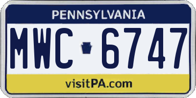 PA license plate MWC6747