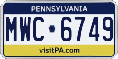 PA license plate MWC6749