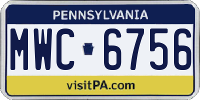 PA license plate MWC6756