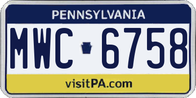 PA license plate MWC6758