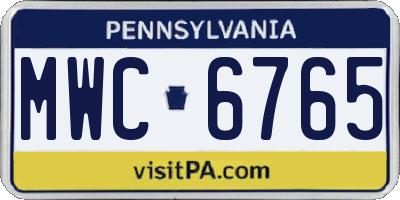 PA license plate MWC6765