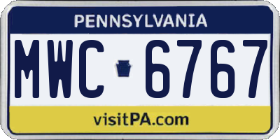 PA license plate MWC6767