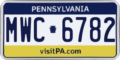 PA license plate MWC6782