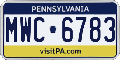 PA license plate MWC6783