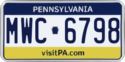 PA license plate MWC6798