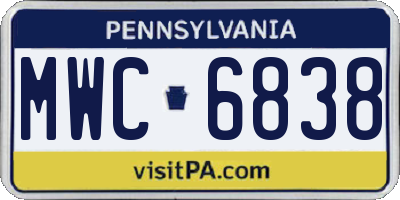 PA license plate MWC6838