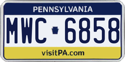 PA license plate MWC6858
