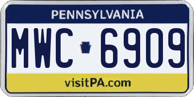 PA license plate MWC6909