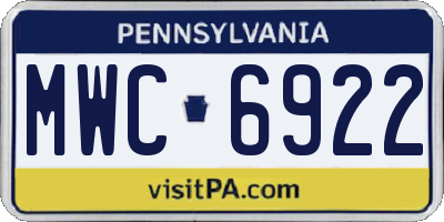 PA license plate MWC6922