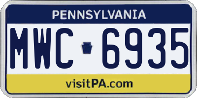 PA license plate MWC6935