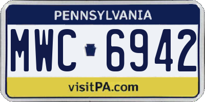 PA license plate MWC6942
