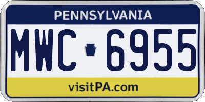 PA license plate MWC6955