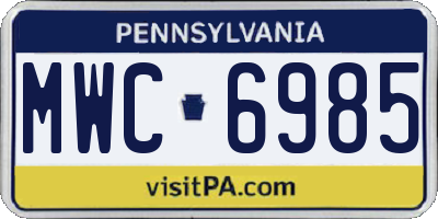 PA license plate MWC6985