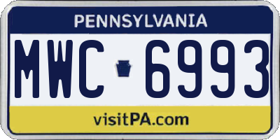 PA license plate MWC6993