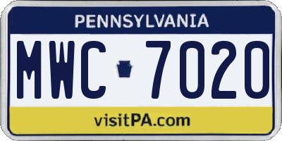 PA license plate MWC7020