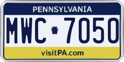 PA license plate MWC7050