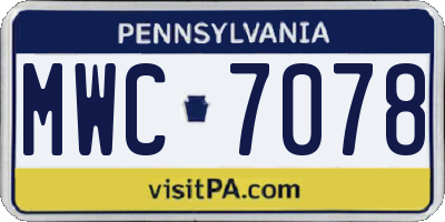 PA license plate MWC7078