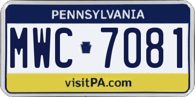 PA license plate MWC7081
