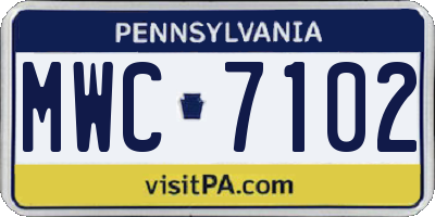 PA license plate MWC7102