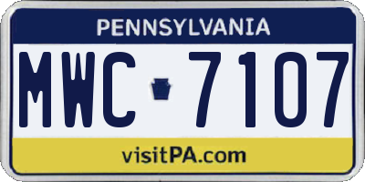 PA license plate MWC7107