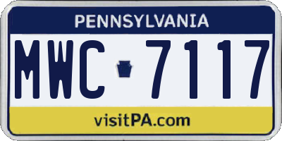 PA license plate MWC7117