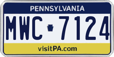 PA license plate MWC7124