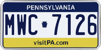 PA license plate MWC7126