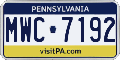 PA license plate MWC7192