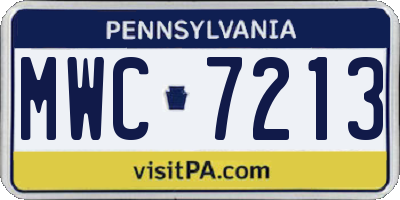 PA license plate MWC7213