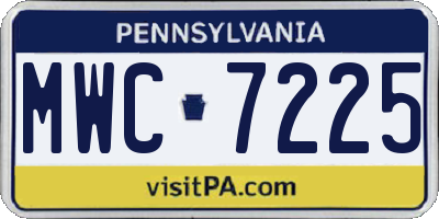 PA license plate MWC7225