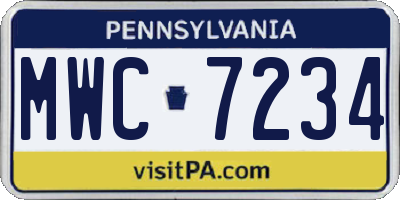 PA license plate MWC7234