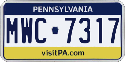 PA license plate MWC7317