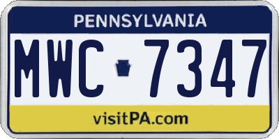 PA license plate MWC7347