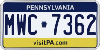 PA license plate MWC7362