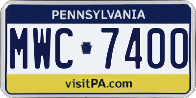 PA license plate MWC7400