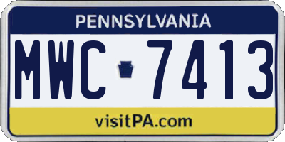 PA license plate MWC7413